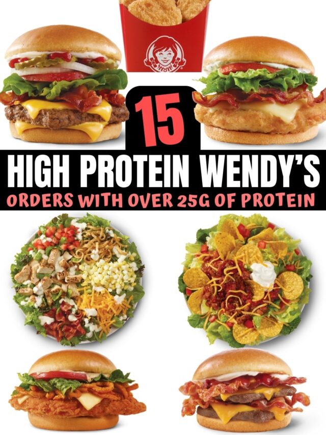 A bunch of wendy's high protein options.