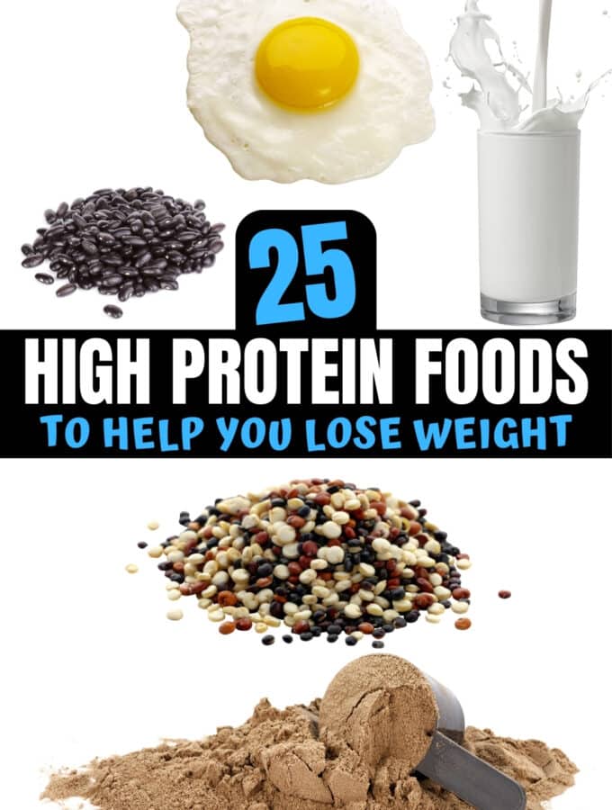 A bunch of high protein foods.