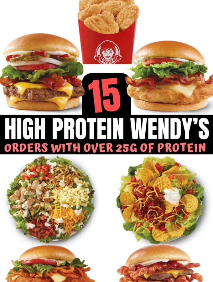 A bunch of wendy's high protein options.