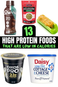 A bunch of high protein low calorie foods.