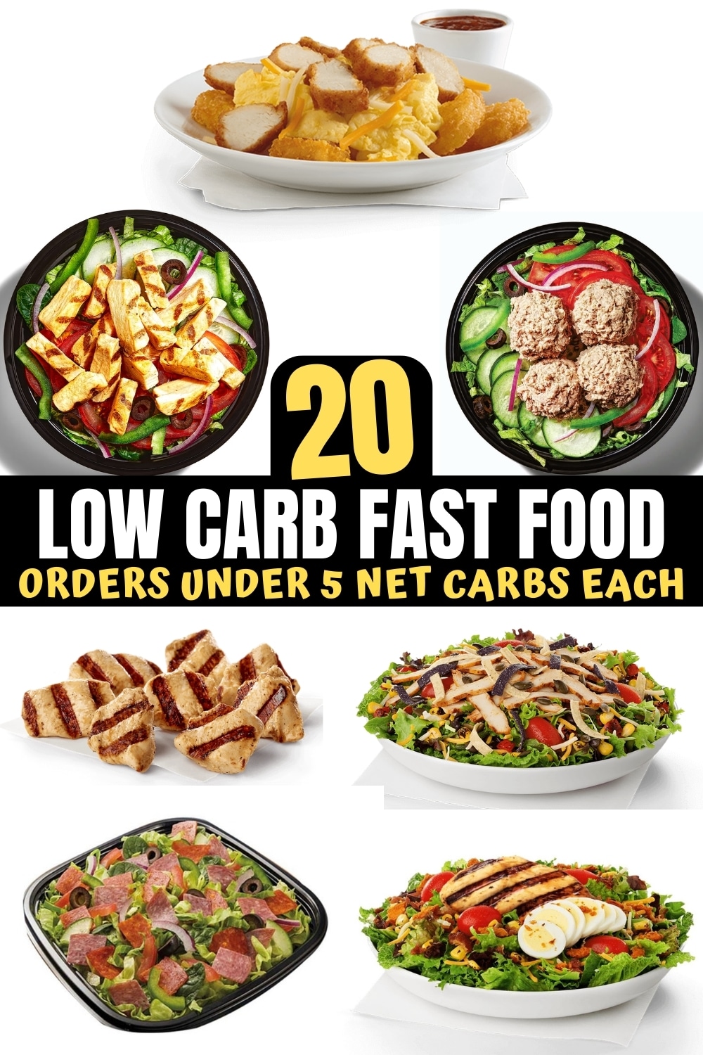 A bunch of low carb fast food orders.