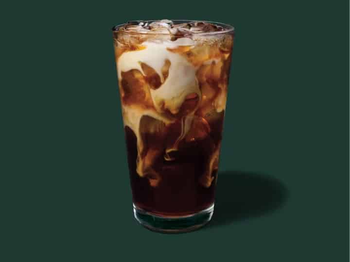 A cup of starbucks sugar free vanilla cream cold brew.