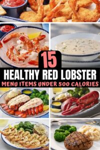A bunch of healthy red lobster menu items.
