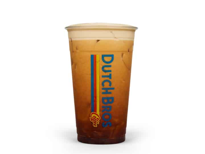 A clear cup of nitro cold brew coffee from dutch bros.