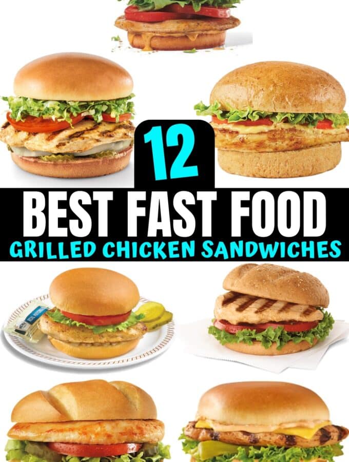 A bunch of fast food grilled chicken sandwiches.