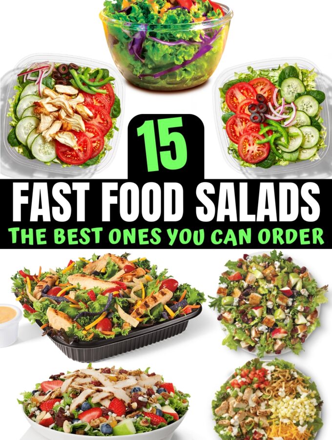 A bunch of fast food salads.