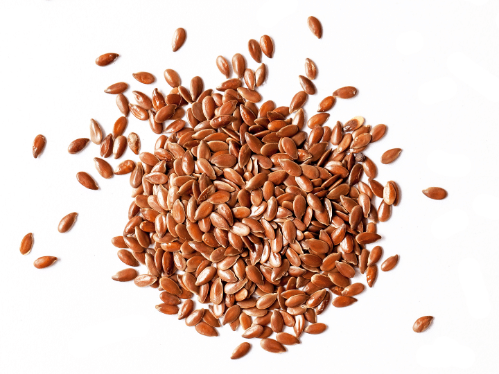 A pile of flax seeds.