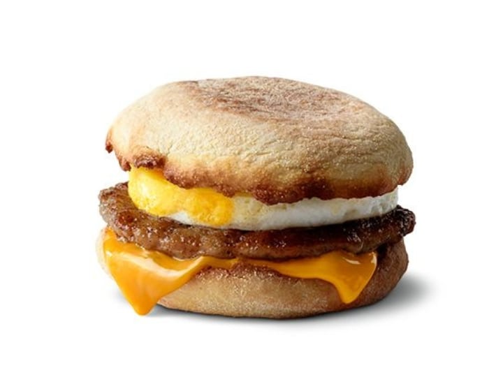 Sausage egg and cheese on a english muffin