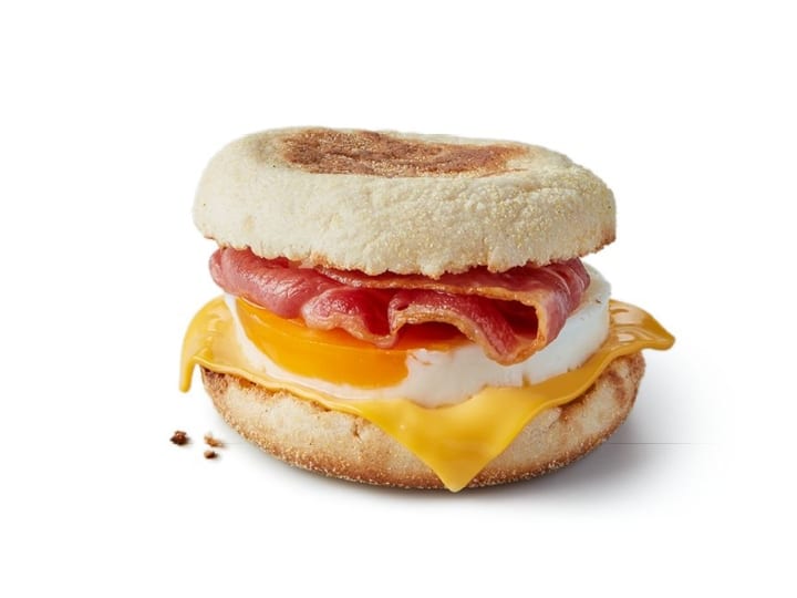 Bacon, egg, and cheese on a English muffin