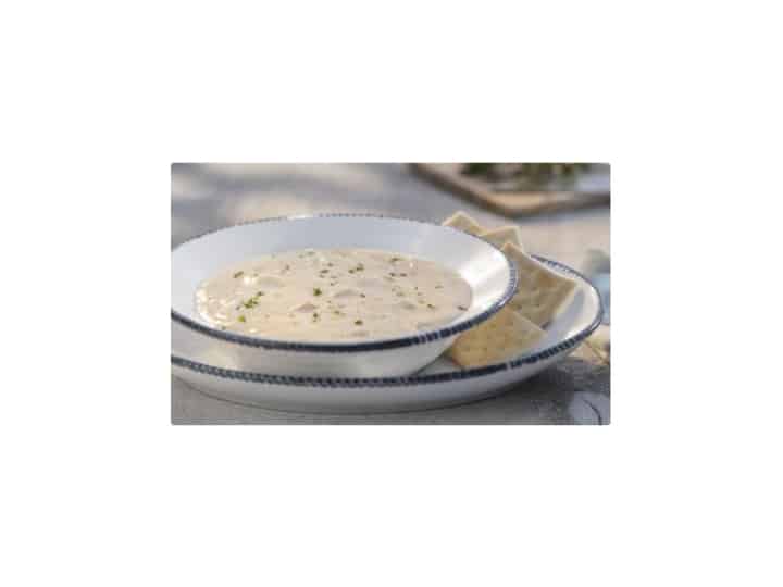 A bowl of New England clam chowder.