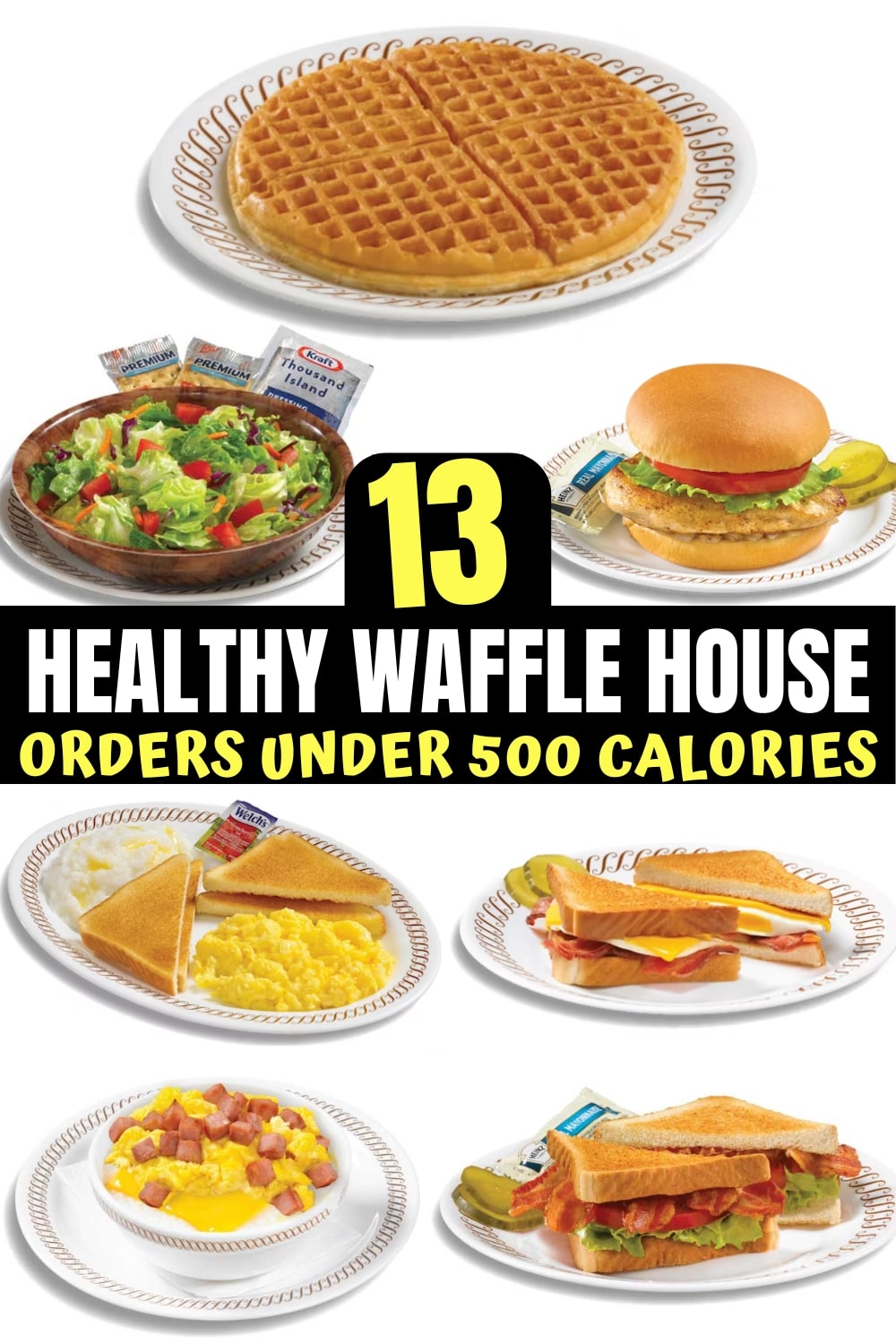 A bunch of healthy waffle house waffle options.