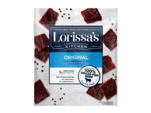 A bag of Lorissa's Kitchen Beef Jerky.