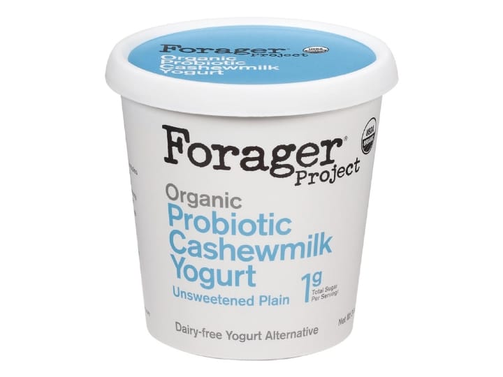 A container of Forager's Cashewmilk yogurt.