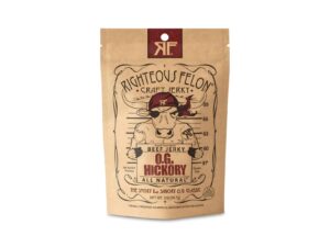 A bag of Righteous Felon Beef Jerky.