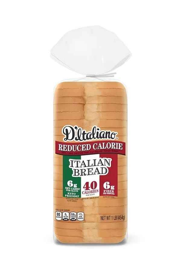 A loaf of D'Italiano Low Calorie Bread.