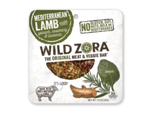 A Wild Zora protein bar inside of its packaging.