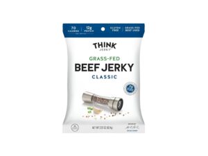 A bag of Think beef jerky.