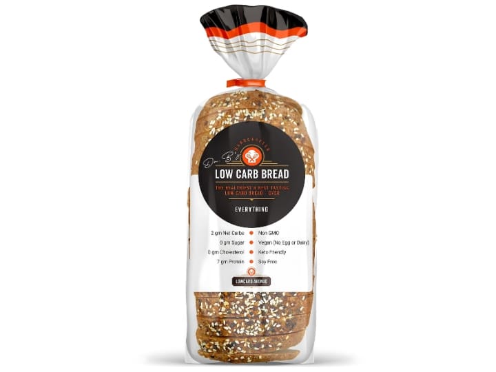 A bag of Dr. B's low carb bread.
