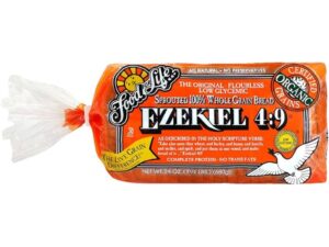 A bag of Food for Life Ezekiel bread
