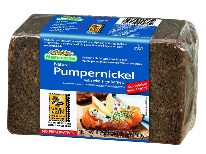A package of Mestemacher pumpernickel bread