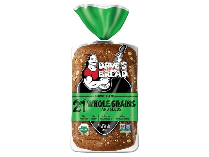 A bag of Dave's Killer 21 whole grains and seeds bread