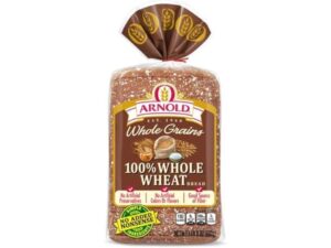 A bag of Arnold 100% whole wheat bread