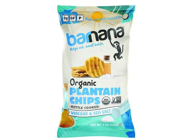 An image of a bag of Barnana Organic Plantain Chips on a white background