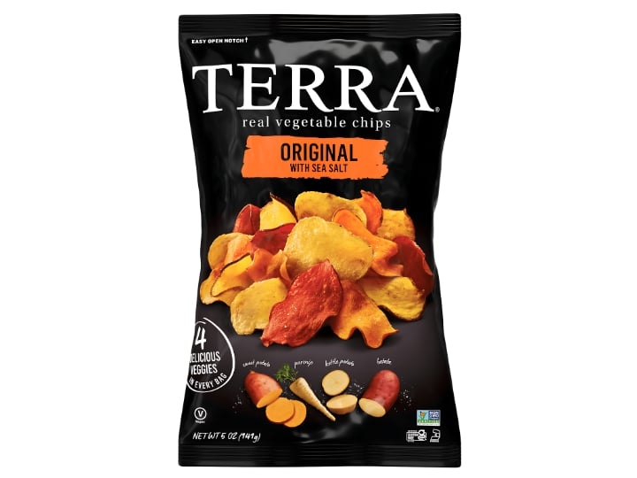 An image of a bag of Terra Original Real Vegetable Chips on a white background.