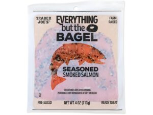An image of a package Trader Joe's everything but the bagel seasoned smoked salmon