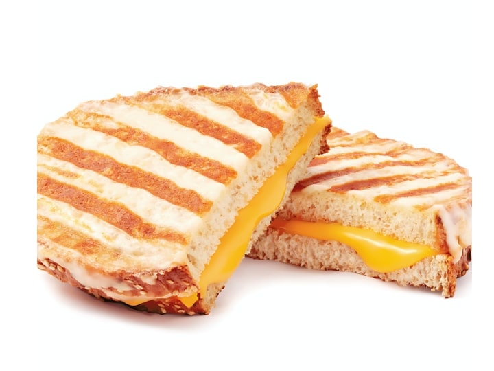 An image of a Tim Hortons grilled cheese panini on a white background.