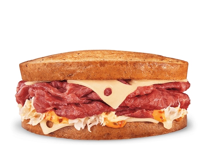 An image of Culver's Grilled Reuben Melt on a white background.