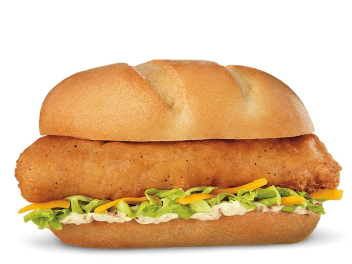 An image of Culver's North Atlantic Cod Filet Sandwich on a white background.