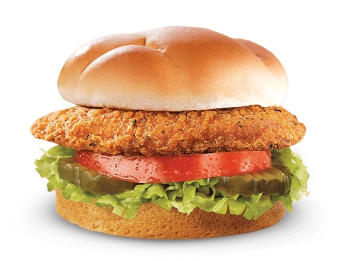An image of Culver's Spicy Chicken Sandwich on a white background.
