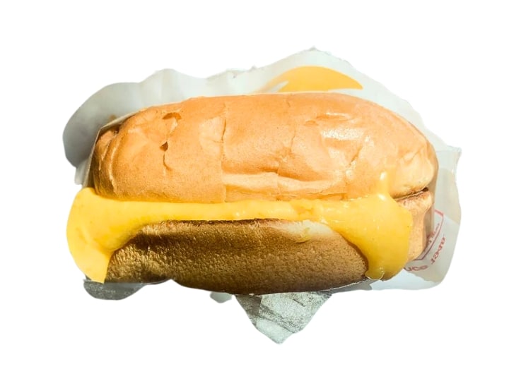 An image of the In N Out grilled cheese on a white background.