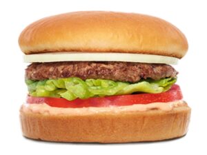 An image of an In N Out burger on a white background.