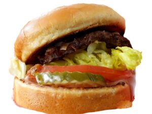 An image of an In N Out hamburger on a white background.
