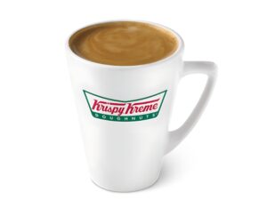 An image of an americano from Krispy Kreme in a ceramic mug on a white background.