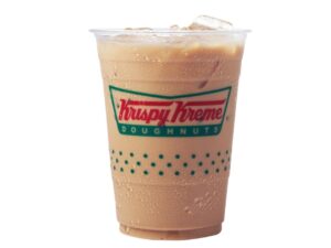 An image of a vanilla iced coffee from Krispy Kreme on a white background.