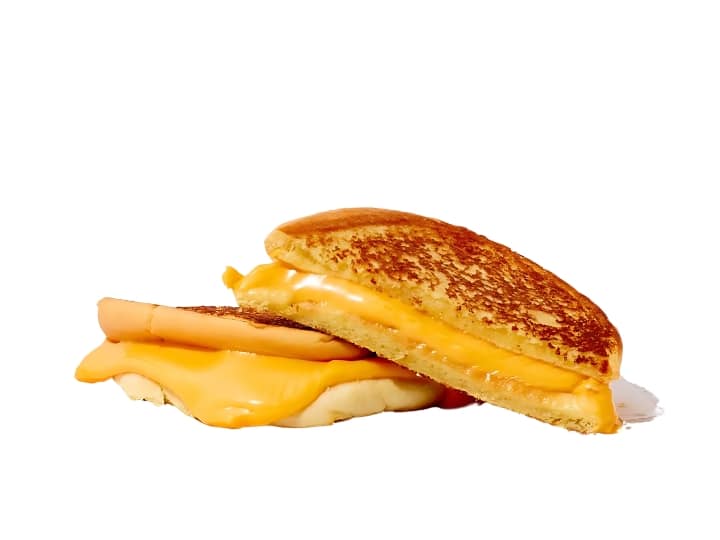 An image of a Shake Shack grilled cheese on a white background.