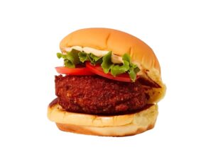 An image of a Shake Shack shroom burger on a white background.