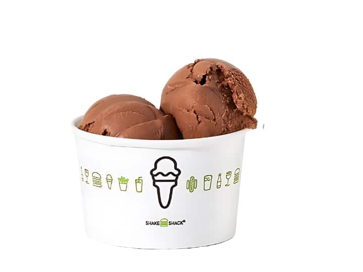 An image of a Shake Shack single chocolate cup on a white background.