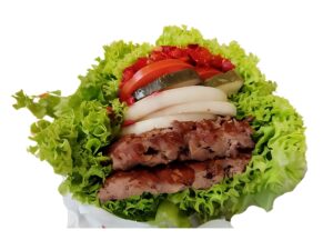 An image of a Shake Shack shake burger lettuce wrap on a white background.