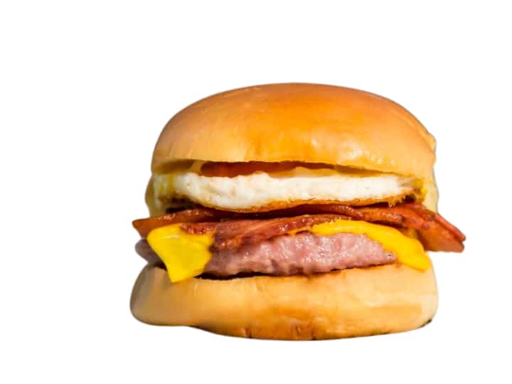 An image of an egg and cheese sandwich from Shake Shack on a white background.
