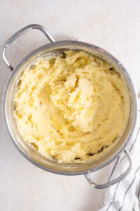 Freshly made cottage cheese mashed potatoes in a pot.