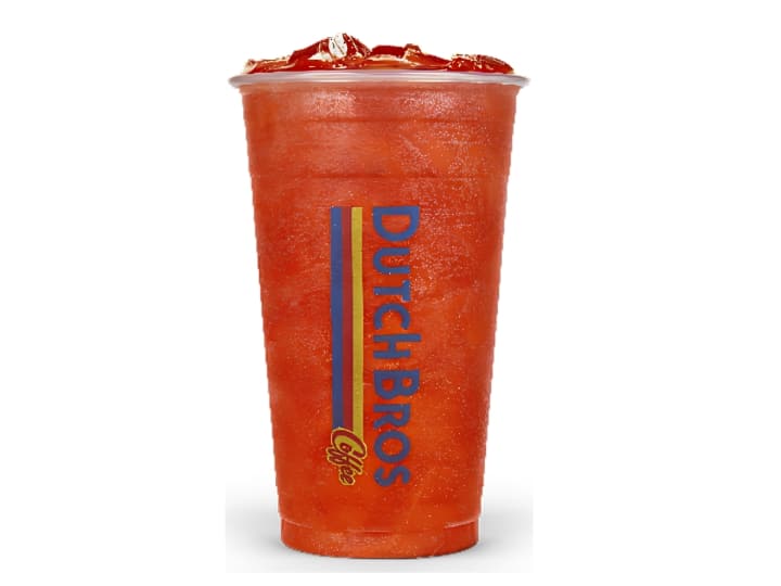 A Dutch Bros Zero Sugar Strawberry Rebel